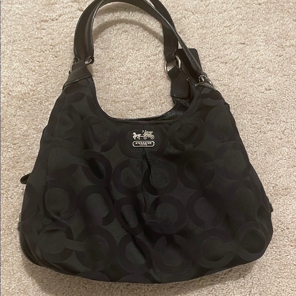 Coach Black Hobo Shoulder Bag with Textured Design
